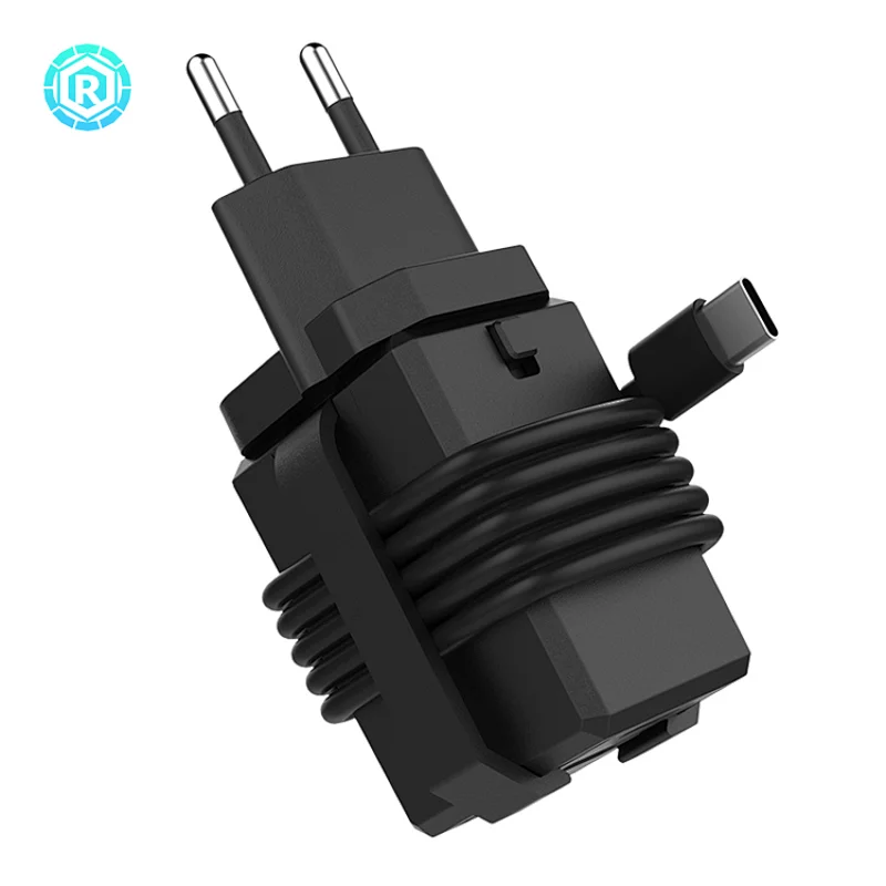 18W Type C Charger Adapter With Cable Clip (2 ports)