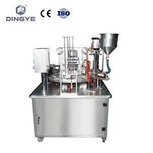 rotary type plastic cup filling and sealing machine