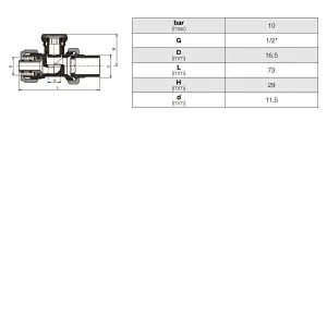 Straight Lockshield Radiator Valve Compression Ends