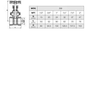 300WOG Gate Valve NPT