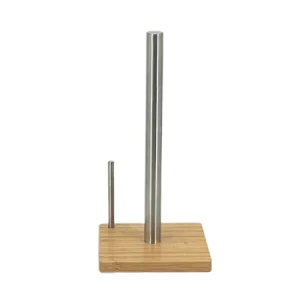 Kitchen Roll Holder, Paper Towel Holder, Paper Stand 2022, Carbon Steel, Bamboo Rectangle Base, White Black Grey, Any Color