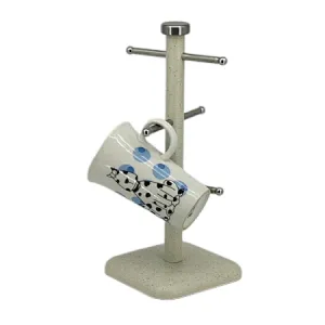 Steel Mug Holder Tree，Marble Diversified European Large SizeStand, Iron Mugs & Tea & Coffee Cup Storage Rack With Hooks, Counter Bar Accessory & Kitchen Countertop Organizer