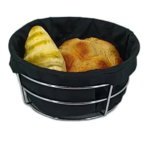 Metal with Fabric insert Mondern Bread Basket Stainless Steel  
Size: Diameter 22 x Hight11cm
