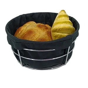 Metal with Fabric insert Mondern Bread Basket Stainless Steel  
Size: Diameter 22 x Hight11cm