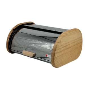 Wood Bread bin, Stainless Steel, Large Storage Space