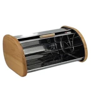 Wood Bread bin, Stainless Steel, Large Storage Space