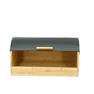 wood bread bin with drop down front