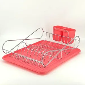 Dish Drainer Rack, Small Capacity Dish Drying Rack with Tray and Dish Drainer for Kitchen, Any Color Tray and Tool holder, Modern Design, 1 Layer, Simple Style