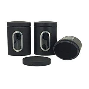 Kitchen Canisters, Airtight Metal Canister Set, Coffee, Sugar, Tea, Flour, Pasta Storage Containers, Kitchen Decor, Set of 3
