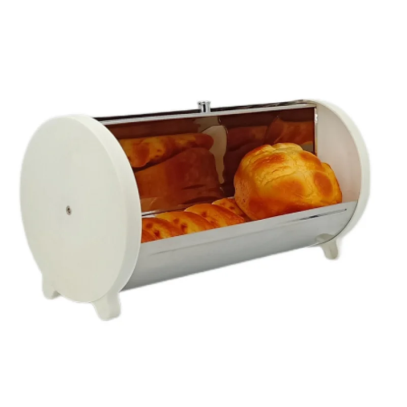 white metal bread box