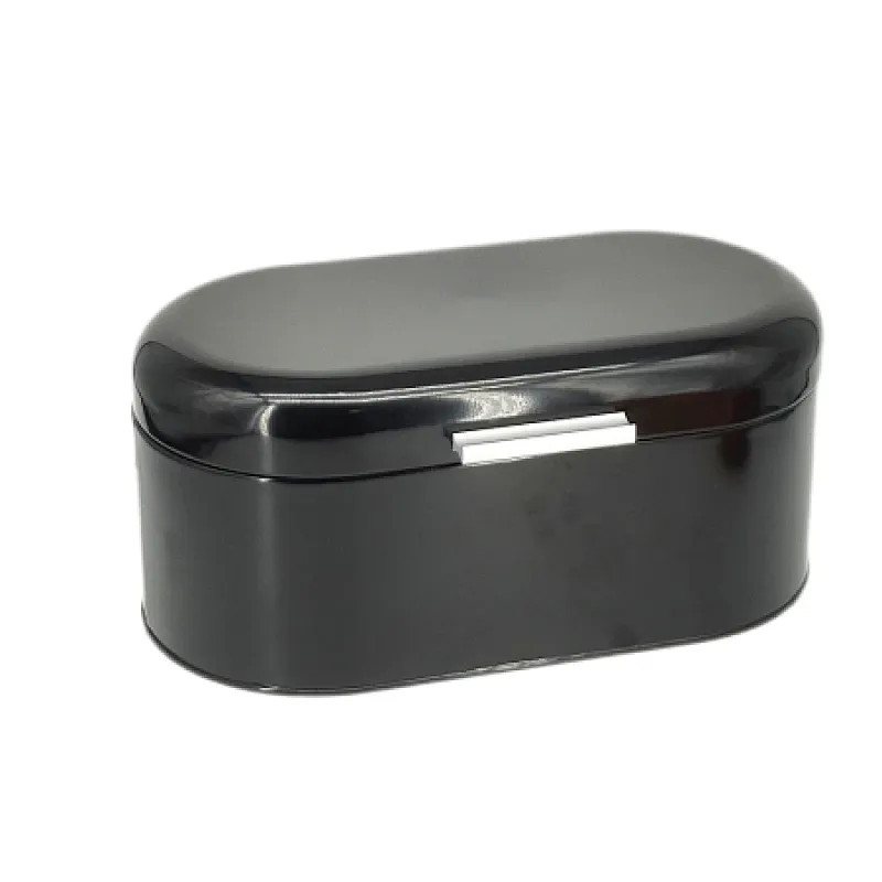black metal bread bin