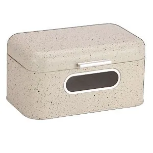 Retangle Bread bin, Clear Window, Marble Decor, Aluminium Handle