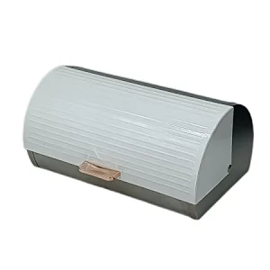 Stainless steel roll top bread bin, White, Decor Lid