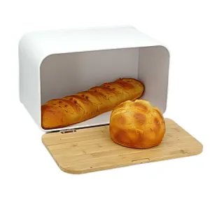 Rectangle Bread bin, Bamboo Cutting Board, Large Space