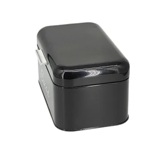 Retro Metal Bread Bin, Shiny Black, Aluminium Handle