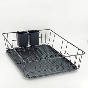 Dish Drainer Rack, Small Capacity Dish Drying Rack with Tray and Dish Drainer for Kitchen, Any Color Tray and Tool holder, Modern Design, 1 Layer, Simple Style