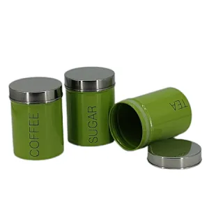 Kitchen Canisters, Airtight Metal Canister Set, Coffee, Sugar, Tea, Flour, Pasta Storage Containers, Kitchen Decor, Set of 3