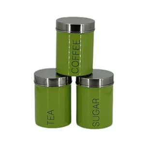 Kitchen Canisters, Airtight Metal Canister Set, Coffee, Sugar, Tea, Flour, Pasta Storage Containers, Kitchen Decor, Set of 3