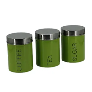 Kitchen Canisters, Airtight Metal Canister Set, Coffee, Sugar, Tea, Flour, Pasta Storage Containers, Kitchen Decor, Set of 3