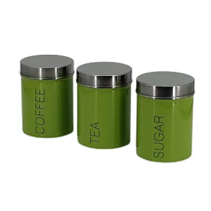 Kitchen Canisters, Airtight Metal Canister Set, Coffee, Sugar, Tea, Flour, Pasta Storage Containers, Kitchen Decor, Set of 3