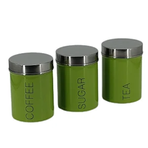 Kitchen Canisters, Airtight Metal Canister Set, Coffee, Sugar, Tea, Flour, Pasta Storage Containers, Kitchen Decor, Set of 3