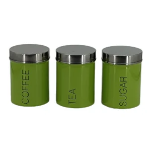 Kitchen Canisters, Airtight Metal Canister Set, Coffee, Sugar, Tea, Flour, Pasta Storage Containers, Kitchen Decor, Set of 3