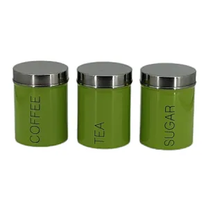 Kitchen Canisters, Airtight Metal Canister Set, Coffee, Sugar, Tea, Flour, Pasta Storage Containers, Kitchen Decor, Set of 3