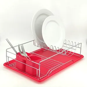 Dish Drainer Rack, Small Capacity Dish Drying Rack with Tray and Dish Drainer for Kitchen, Any Color Tray and Tool holder, Modern Design, 1 Layer, Simple Style