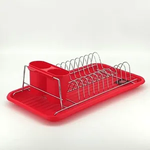 Dish Drainer Rack, Small Capacity Dish Drying Rack with Tray and Dish Drainer for Kitchen, Any Color Tray and Tool holder, Modern Design, 1 Layer, Simple Style