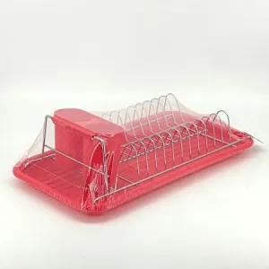 Dish Drainer Rack, Small Capacity Dish Drying Rack with Tray and Dish Drainer for Kitchen, Any Color Tray and Tool holder, Modern Design, 1 Layer, Simple Style