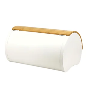 Roll top bamboo lid bread box