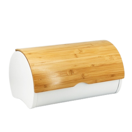Roll top bamboo lid bread box