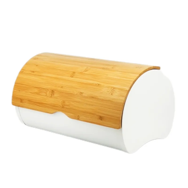 Roll top bamboo lid bread box