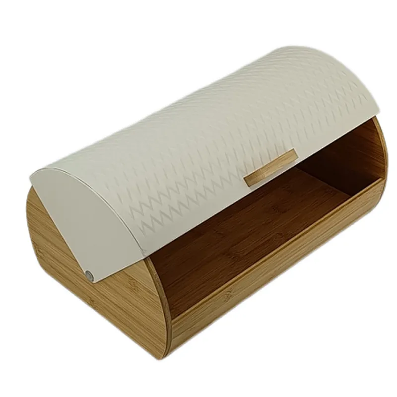 vintage wooden roll top bread box