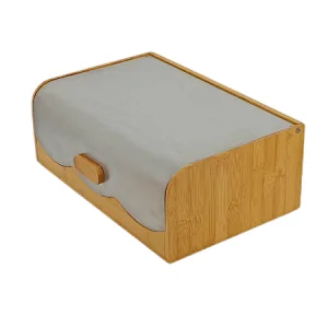 Large bamboo bread bin with stainless steel lid