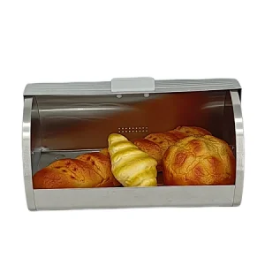 Stainless Steel Bread bin, Brushed Polish, Decor Roll Top