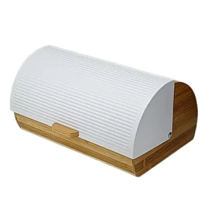 Wooden Roll Top  Bread bin,  Decor Lid, White Color Coated