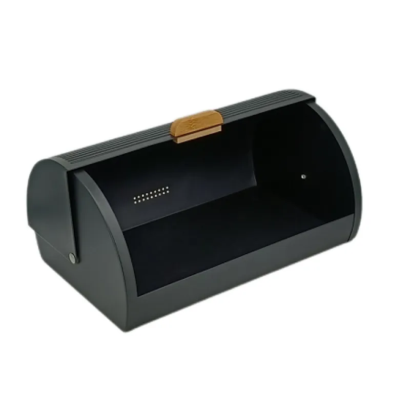 black metal bread box