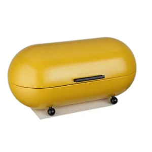 Color Metal Bread bin, Aluminium Handle, Chromed Feet