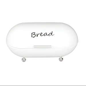 Color Metal Bread bin, Aluminium Handle, Chromed Feet