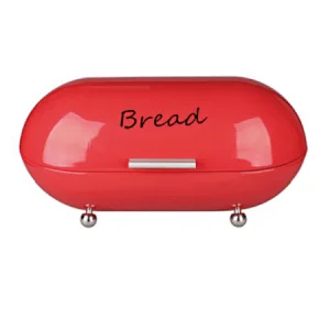 Color Metal Bread bin, Aluminium Handle, Chromed Feet