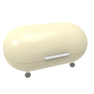 Color Metal Bread bin, Aluminium Handle, Chromed Feet