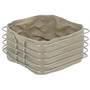 Metal with Fabric insert Mondern Bread Basket Stainless Steel  Size: 21.5X21.5X11CM