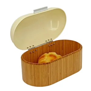 Dome Lid Bread bin, Bamboo, Large Space, Cream Color
