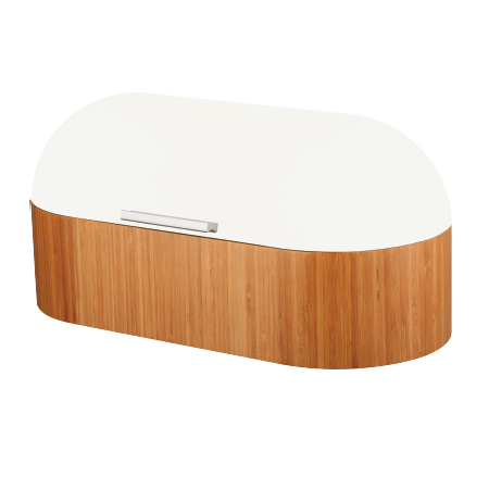 cream and wood bread bin