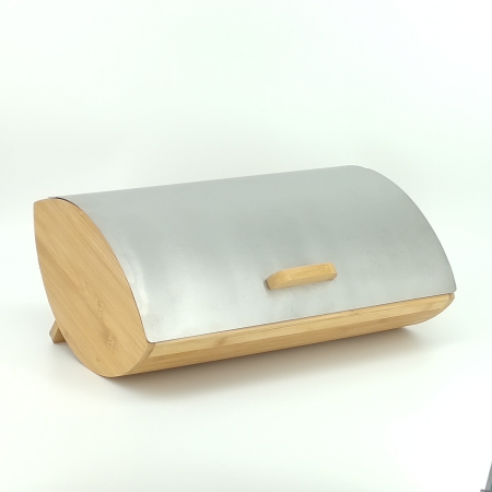 wooden bread container stainless steel brush