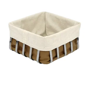 Metal with Fabric insert Mondern Bread Basket Stainless Steel  Size: 23.5X23.5X12CM