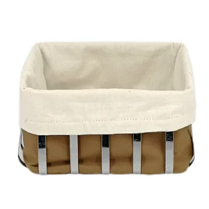 Metal with Fabric insert Mondern Bread Basket Stainless Steel  Size: 23.5X23.5X12CM