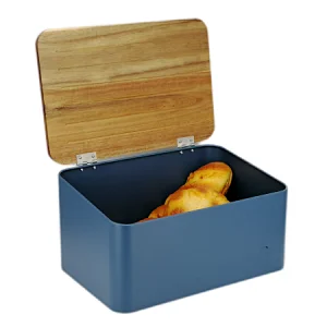Large Storage Space Bread bin, Bamboo Lid, Cutting Board, Color Coated