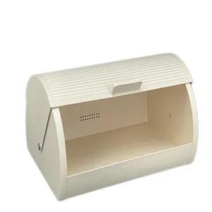 Cream Retro Bread bin, Decor Lid, Large Space, Roll Top
